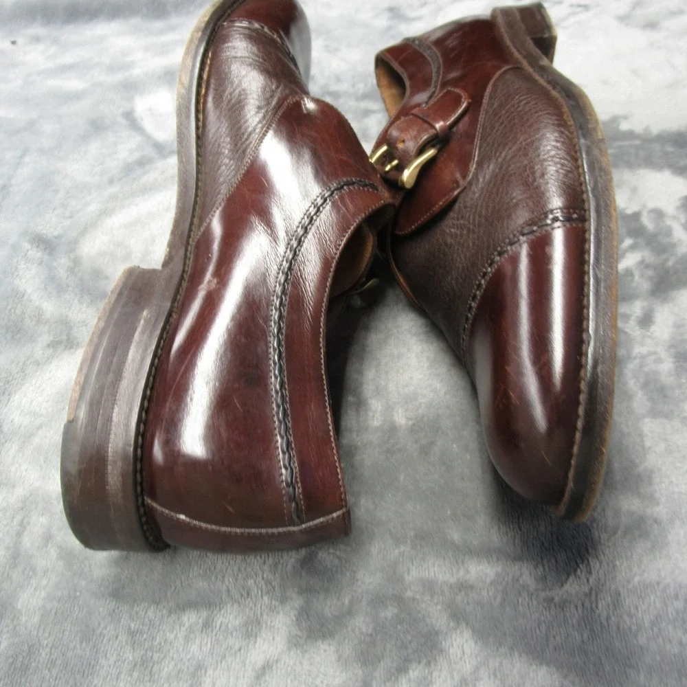 Miguel Angel Monk Strap Shoes Men 9 Brown Leather Dress Cap Oxford Spain Formal